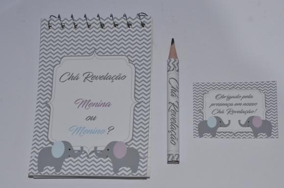 Bloquinho Personalizado com Lápis Chá Revelação