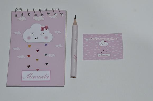 Bloquinho Personalizado com Lápis Chuva de Amor