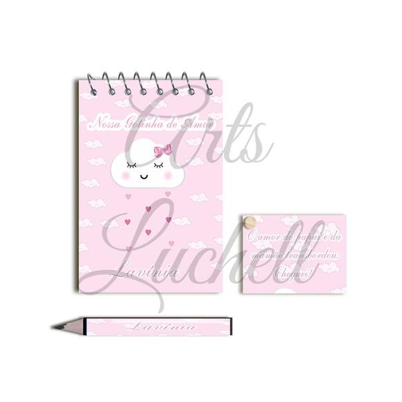 Bloquinho Personalizado com Lápis Chuva de Amor