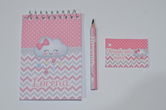 Bloquinho Personalizado com Lápis Chuva de Amor