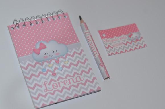 Bloquinho Personalizado com Lápis Chuva de Amor