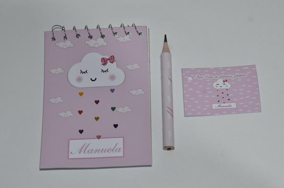 Bloquinho Personalizado com Lápis Chuva de Amor