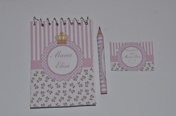 Bloquinho Personalizado com Lápis Coroa Princesa