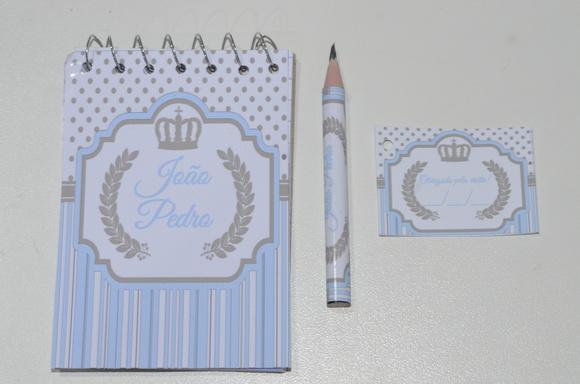 Bloquinho Personalizado com Lápis Coroa Principe