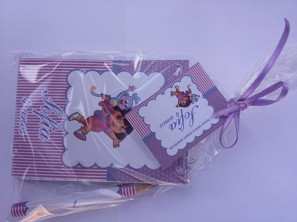 Bloquinho Personalizado com Lápis Dora Aventureira