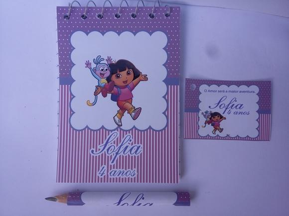 Bloquinho Personalizado com Lápis Dora Aventureira