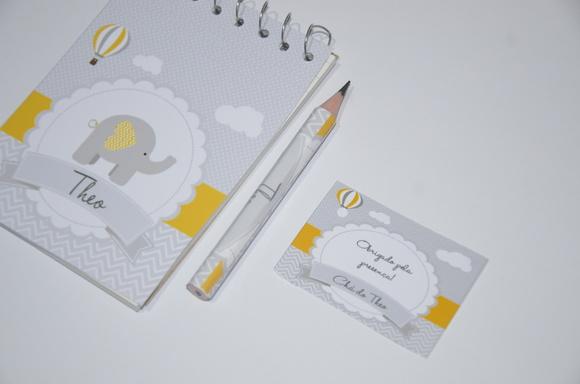Bloquinho Personalizado com Lápis Elefantinho