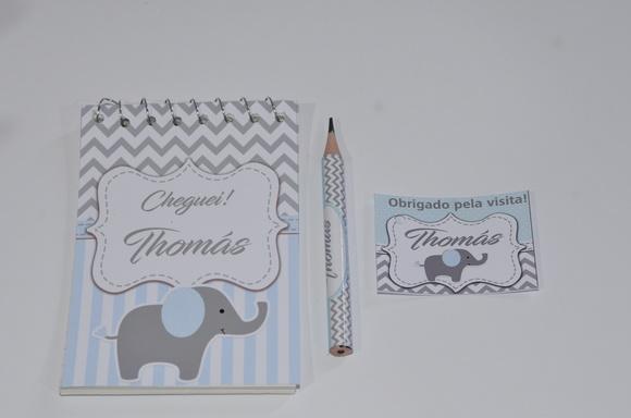 Bloquinho Personalizado com Lápis Elefantinho