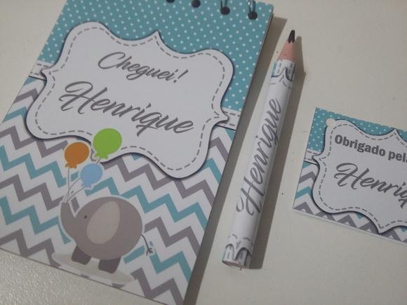 Bloquinho Personalizado com Lápis Elefantinho