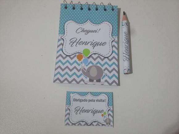 Bloquinho Personalizado com Lápis Elefantinho