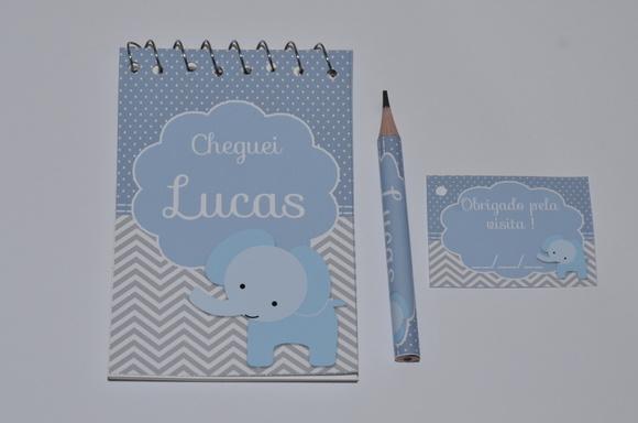 Bloquinho Personalizado com Lápis Elefantinho