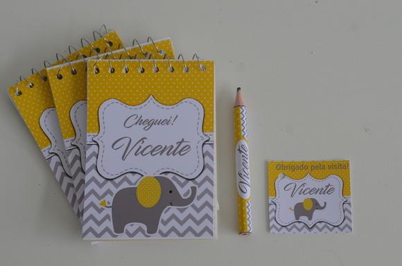 Bloquinho Personalizado com Lápis Elefantinho