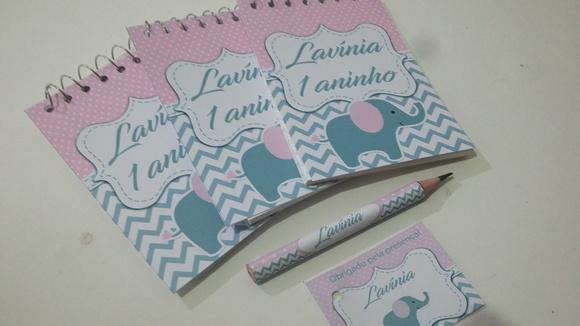 Bloquinho Personalizado com Lápis Elefantinho