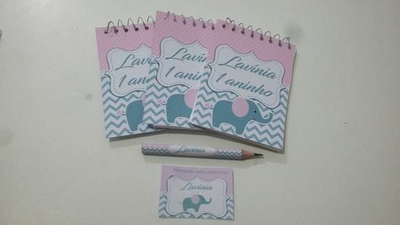 Bloquinho Personalizado com Lápis Elefantinho