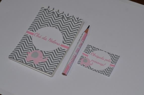 Bloquinho Personalizado com Lápis Elefantinho Chevron