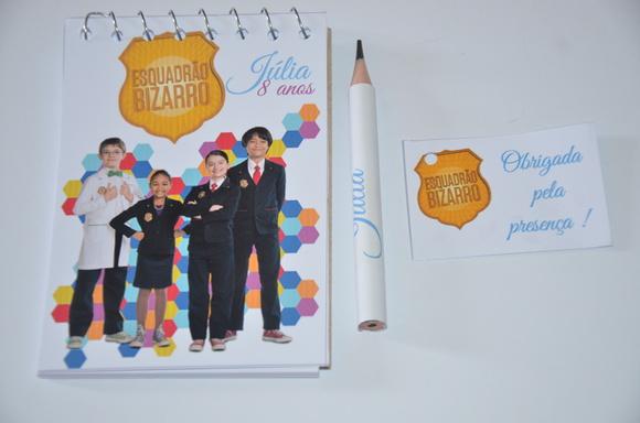 Bloquinho Personalizado com Lápis Esquadrão Bizarro