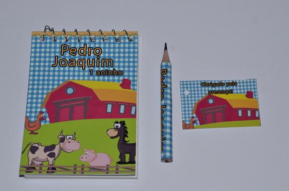 Bloquinho Personalizado com Lápis Fazendinha