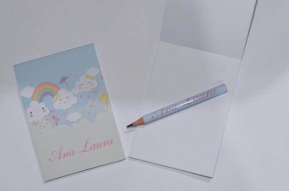 Bloquinho Personalizado com Lápis Floral