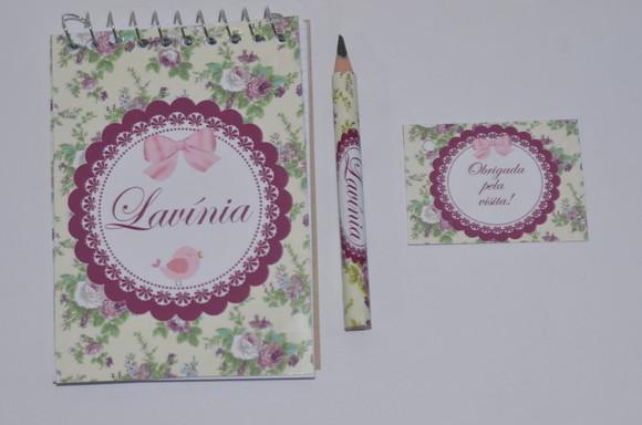 Bloquinho Personalizado com Lápis Floral