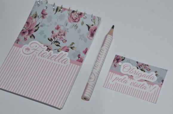 Bloquinho Personalizado com Lápis Floral