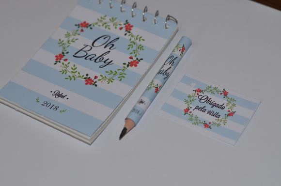 Bloquinho Personalizado com Lápis Floral