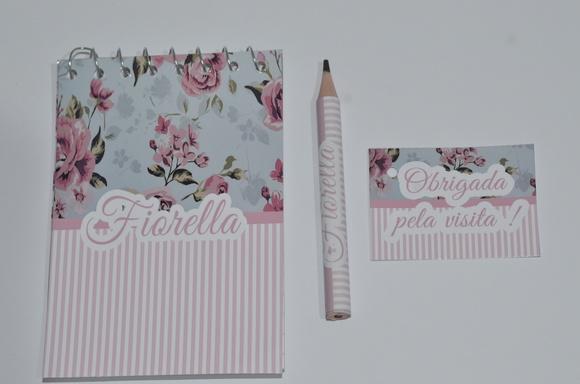 Bloquinho Personalizado com Lápis Floral