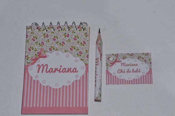 Bloquinho Personalizado com Lápis Floral