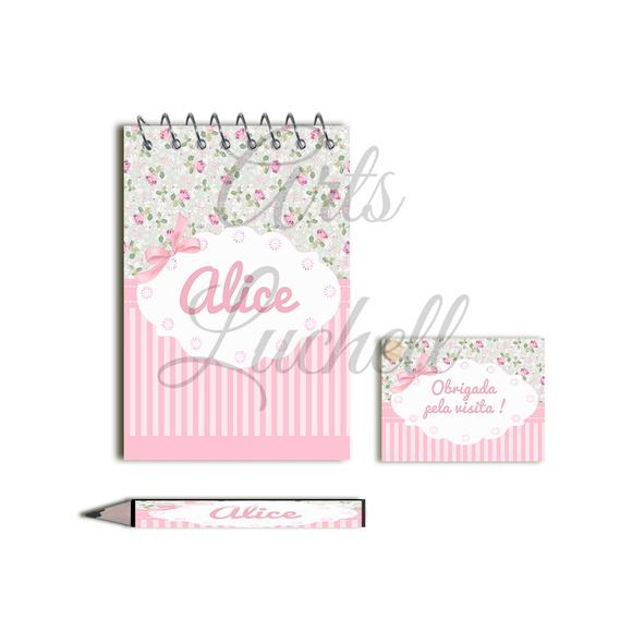 Bloquinho Personalizado com Lápis Floral