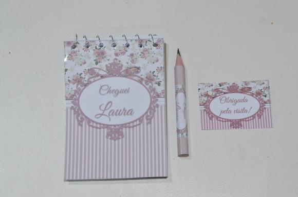 Bloquinho Personalizado com Lápis Floral