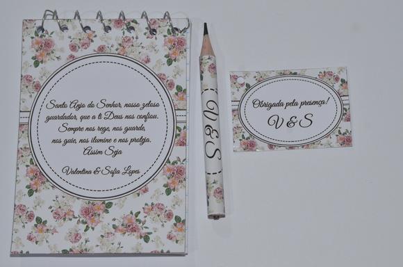 Bloquinho Personalizado com Lápis Floral