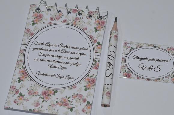 Bloquinho Personalizado com Lápis Floral