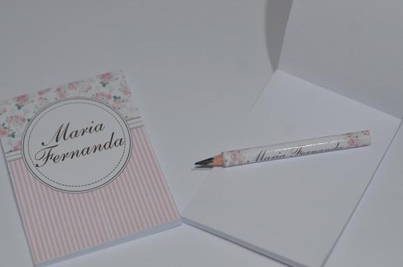 Bloquinho Personalizado com Lápis Floral Atacado