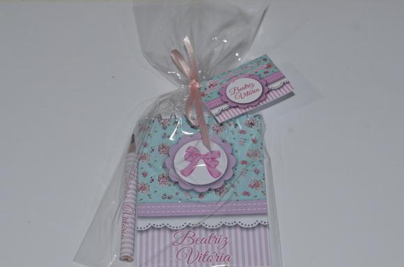 Bloquinho Personalizado com Lápis Floral com Laço