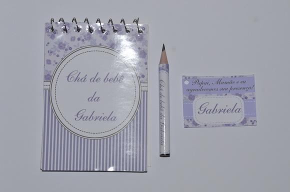 Bloquinho Personalizado com Lápis Floral Lilas