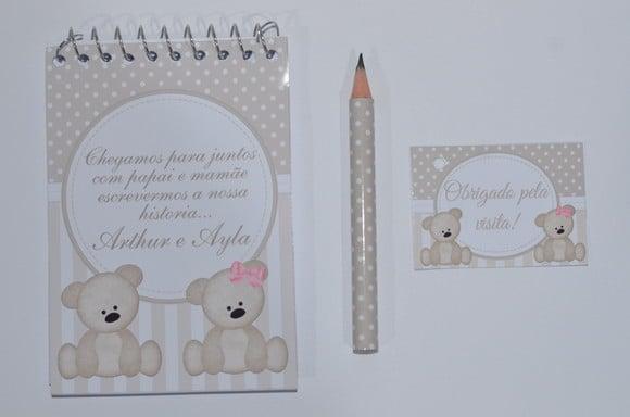 Bloquinho Personalizado com Lápis Gêmeos