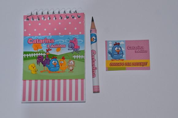 Bloquinho Personalizado com Lápis Galinha Pintadinha