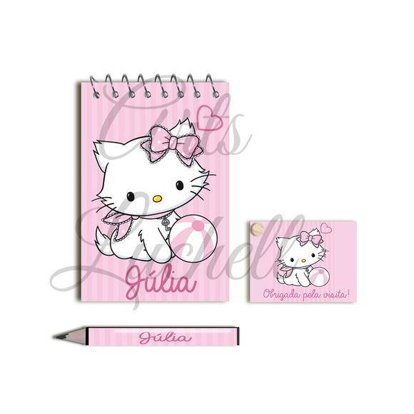 Bloquinho Personalizado com Lápis Gatinha
