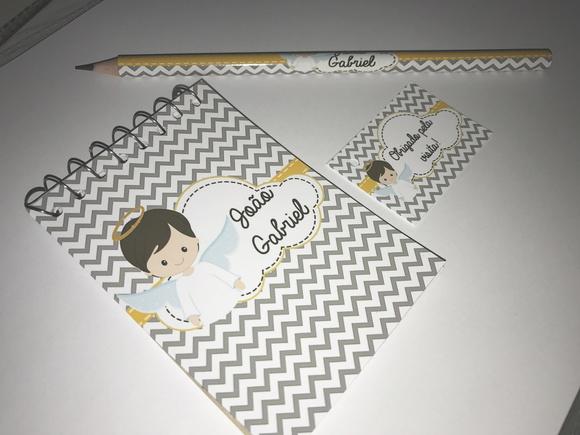 Bloquinho Personalizado com Lápis Grande Anjinho
