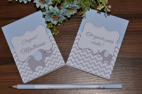 Bloquinho Personalizado com Lápis Grande Elefante