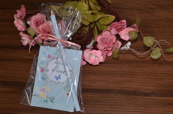 Bloquinho Personalizado com Lápis Grande Jardim de Borboleta