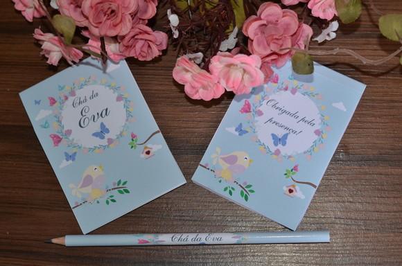 Bloquinho Personalizado com Lápis Grande Jardim de Borboleta