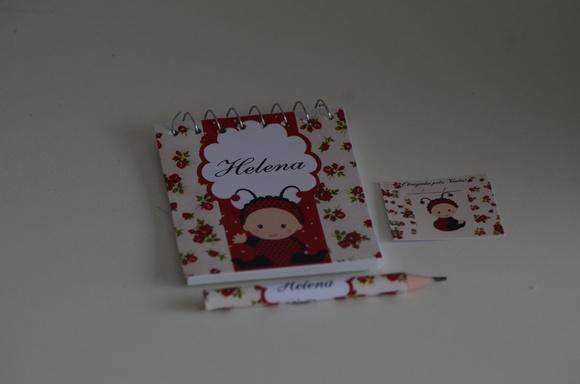 Bloquinho Personalizado com Lápis Joaninha