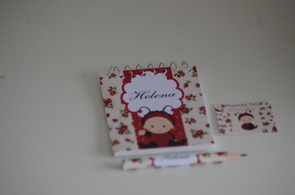 Bloquinho Personalizado com Lápis Joaninha