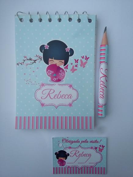 Bloquinho Personalizado com Lápis Kokeshi