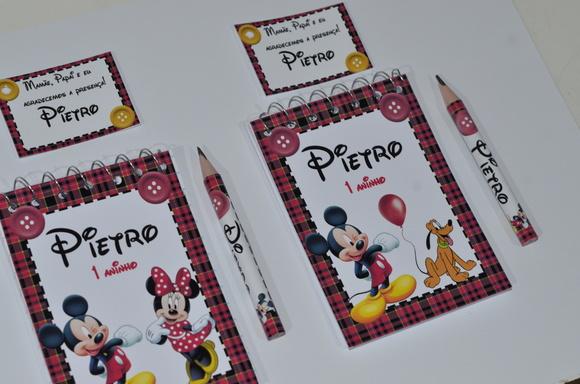 Bloquinho Personalizado com Lápis Mickey e Minnie