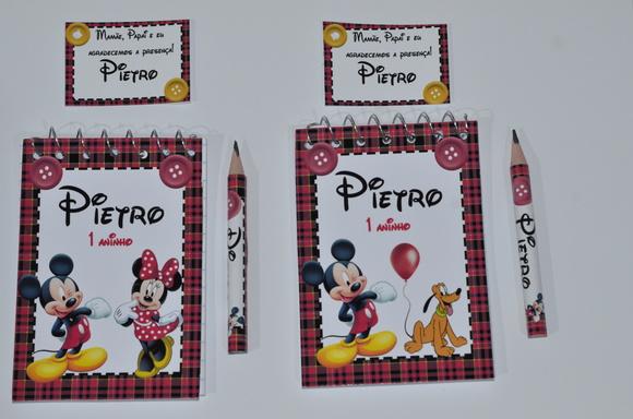 Bloquinho Personalizado com Lápis Mickey e Minnie