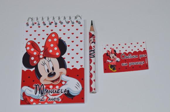 Bloquinho Personalizado com Lápis Minnie