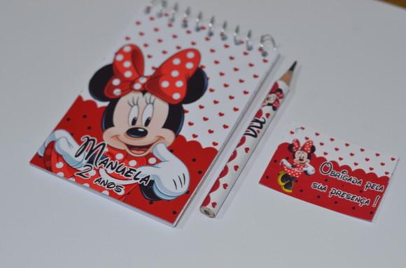 Bloquinho Personalizado com Lápis Minnie