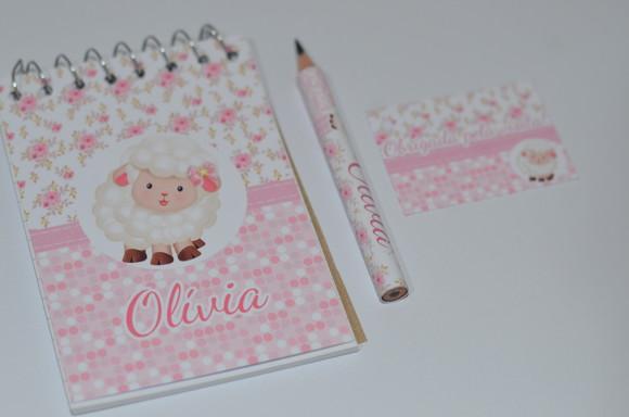 Bloquinho Personalizado com Lápis Ovelhinha