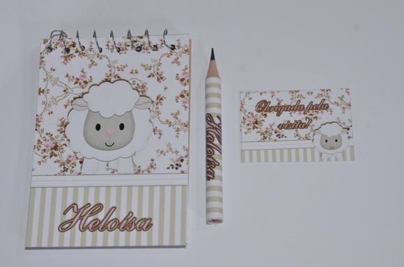 Bloquinho Personalizado com Lápis Ovelhinha